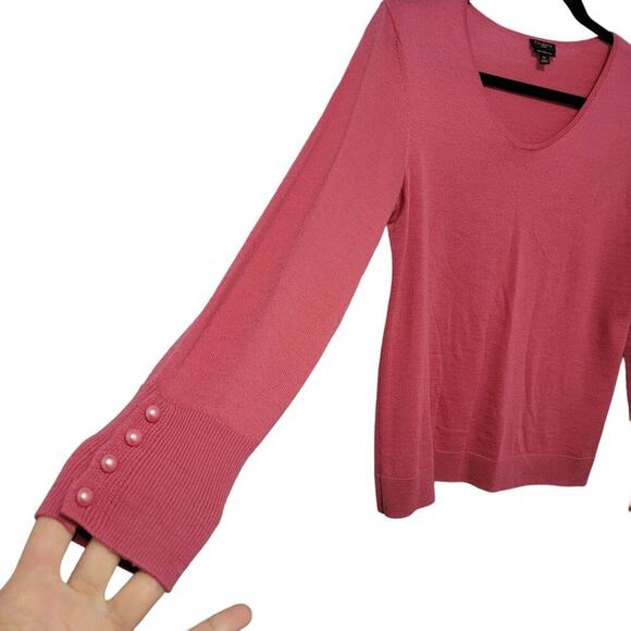 Talbots Pure Merino Wool Pullover Sweater Pink Scoop Size Medium Petite - Picture 4 of 12